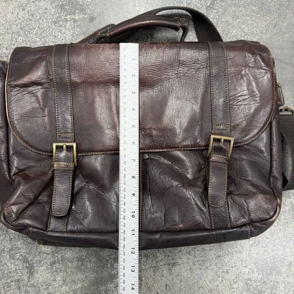 Samsonite Colombian Leather Flap-Over Messenger Bag Laptop Brown Minimalist